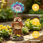 COWOS Solar Powered Owl Garden Statue with Glowing Flower Light, Hand-Painted Resin Figurine for Outdoor Patio, Yard, Lawn Decor, Gift for Nature Lovers - Image 6