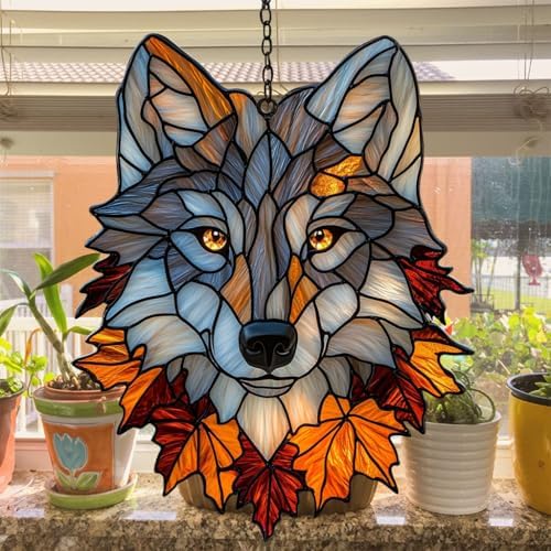 Autumn Wolf Acrylic Suncatcher - Image 4