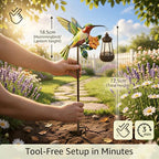Hummingbird Solar Stake Lights Outdoor Waterproof, 2 Pack Metal Garden Statues with Hanging Lanterns, Path Light Yard Art Decor, Birthday Gifts for Women Mom, Patio Backyard Lawn Ornaments - Image 4