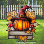 Pumpkin Witch and Books Acrylic Suncatcher by AVAGAN