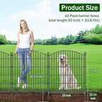 10 Panel No Dig Decorative Garden Fence with Gate 32"H x 23.6'L Dog Barrier - Image 2