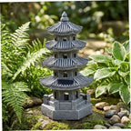 Pagoda Garden Statue Solar Powered Pagoda Lantern Resin Outdoor Zen Japanese Garden Decor for Balcony, Patio, Porch, Yard 11.4x4.7x4.7 inch Grey - Image 3