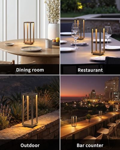 PUSU Cordless Waterproof Table Lamps Set of 2, Brown LED Outdoor Desk Lamp - Image 6