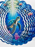 Shwing Wind Spinner 12 Inch Sea Turtle Wind Spinner Hanging Wind Sculptures Ocean Turtle Coral Reef Metal Ornament Outdoor Kinetic Garden Art for Patio Porch Beach Coastal Decoration - Image 4
