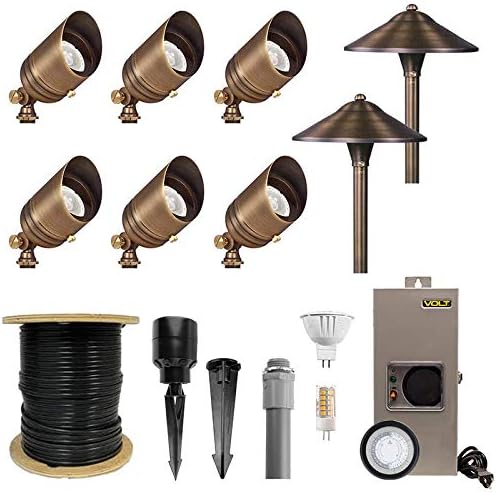 VOLT 12V LED Landscape Lighting Kit (6 Spotlights, 2 Path Lights), Bronze by VOLT