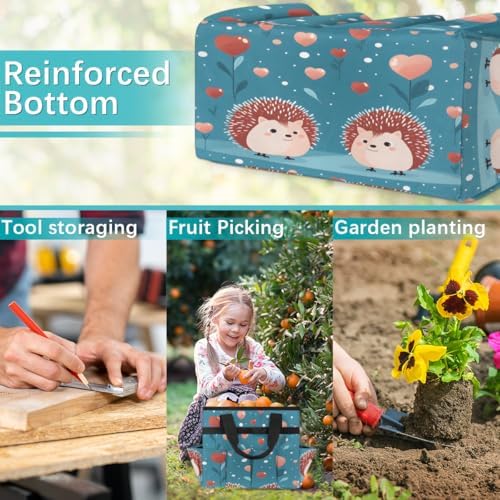 Cute Hedgehog Garden Tool Bag Organizer Heavy Duty Heart Gardening Tote Bag with 10 Pockets for Women Men Gardening Gifts - Image 7