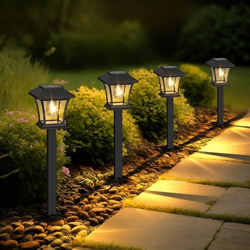 Sparkblaze 16 Pack Solar Pathway Lights Outdoor, Warm White by Lightsmorethanillumination
