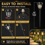 DERAYSION 12 Pack Solar Lights Outdoor, Solar Pathway Lights Auto On/Off Waterproof Garden Landscape Lighting for Path, Yard, Walkway, Driveway Decor - Image 6