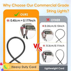 Mlambert 3 Colors 48FT LED Solar String Lights with Remote, 3 Modes, Black - Image 3