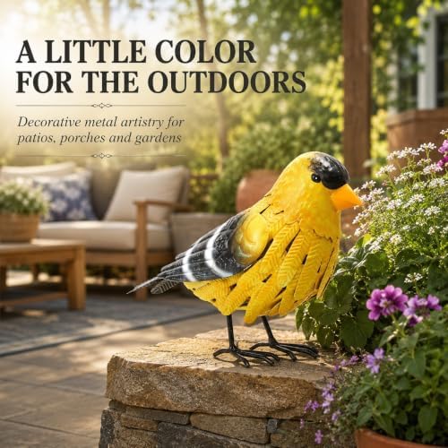 GUTE American Goldfinch Metal Garden Bird, Yard Sculpture Art - Large Realistic Standing Gold Finch Bird - Outdoor Fall, Winter, Spring, Summer Decoration - Decor - Perfect and Sympathy Gifts - Image 3