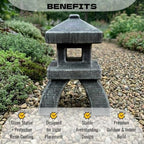 OLOMA Japanese Pagoda Garden Statue Concrete Zen Stone Outdoor Decor Buddhist Lantern Handmade Asian Yard Ornament Patio Lawn Sculpture Meditation Accent Gift - Image 2