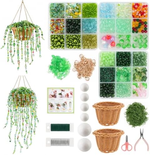 Lurui Beaded Plant Kit - DIY Glass Bead Plant Making Kits for Adults - Succulent Flower Suncatcher Garden Craft Starter Set with Green Crystal Seed Beads by Lurui