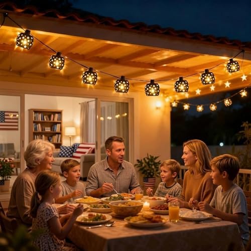 Vigdur Lantern String Lights, 10 G40 Bulbs Star String Lights, 11FT - Image 4