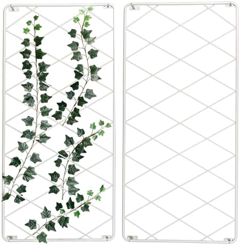 MyGift Wall Garden Trellis, White Metal Lattice Panels Set of 2 - Image 2