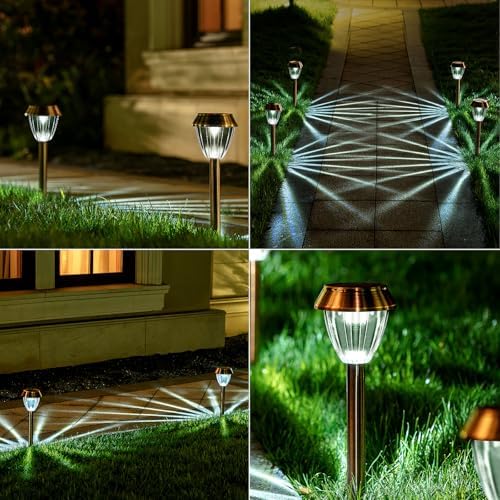 6 Pack Solar Pathway Lights Outdoor, New Upgraded Adjustable Warm & Cool White Solar Lights Outdoor Waterproof, Solar-Powered Garden Light for Path, Walkway, Yard, Driveway, Lawn, Backyard Decor - Image 6