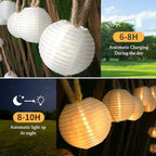 Outdoor Solar String Lantern Lights 30.7FT,Outdoor IP44 Waterproof 20 Lantern Added 1 Lantern Lights,8 Modes Solar Type-C Powered Patio Lights for Backyard Garden Cafe Bistro Party Decor - Image 4