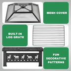 Outvita Outdoor Fire Pit, 32 Inch Square Firepit Table, Elk Cutout - Image 5