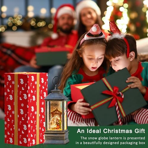 Christmas Snow Globe Water Lantern with Nativity Scene Battery Operated or USB Powered Musical Lighted Holiday Decoration for Tabletop Display for Family and Friends - Image 6