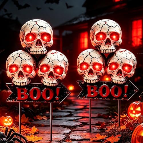Halloween Decorations Outdoor Scary Skeleton Yard Stakes Solar Lights 2Pack by ZNYCYE