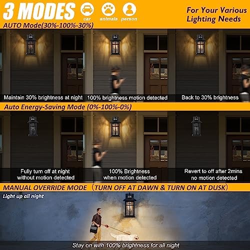 Brilvibera Outdoor Wall Light Motion Sensor, Dusk to Dawn Outdoor Lighting - Image 5