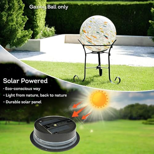Lily's Home Gazing Ball - 7.68" Glass Globe with Solar Powered Lights - Outdoor Solar Lights for Yard & Patio - Garden Decor - Automatic On/Off Photosensitive Switch - White - Image 5