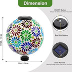 SAVENNA Mosaic Solar Gazing Ball 10 Inch,Glass Garden Globe with Auto On/Off for Yard, Lawn & Outdoor Decor,Multi-Color - Image 2