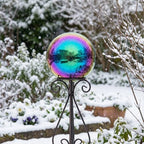 12 inch Diameter Gazing Ball,Rainbow Stainless Steel Polished Reflective Smooth Garden Sphere Globe Mirror,Colorful and Shiny Addition to Any Garden or Home - Image 3