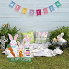 YEAHOME 3 Metal Bunny Decorative Garden Stakes for Easter Decor, Grey, Outdoor Decoration, Cottage Style, Water Resistant, Happy Easter Yard Sign - Image 5