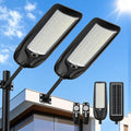 Solar Street Lights Outdoor Waterproof, 30000LM Commercial Solar Pole Light with Motion Sensor & Remote Control, Dusk to Dawn Solar Parking Lot Lights for Street, Security,Yard (Extra Large 2pack) by LAMPTEC