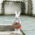 16.14" Rabbit Garden Statue, Resin Flower Pot Holder Decor - Image 2