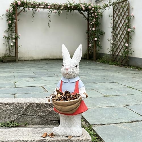 16.14" Rabbit Garden Statue, Resin Flower Pot Holder Decor - Image 2