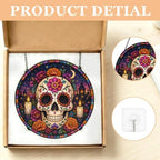 Day of the Dead Stained Glass Window Hanging, Colorful Sugar Skull Suncatcher with Floral, Mexico Gothic Skeleton Decor, Halloween Spooky Window Art, Dia de Los Muertos Home Decoration 11.81" - Image 4