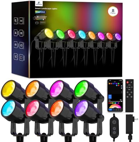 APPECK Landscape Lighting, RGBW Spotlights with APP Control,8 Pack by APPECK