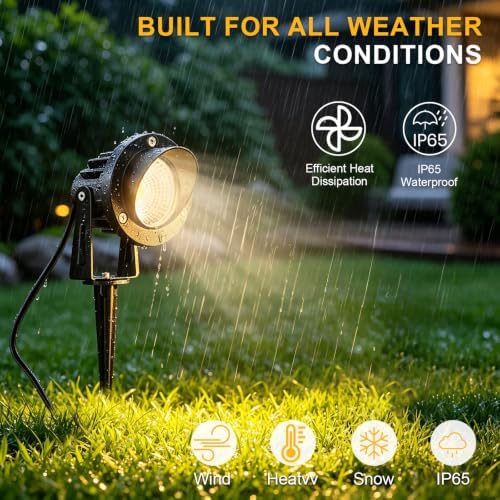 Romwish 12W LED Landscape Spotlights, 120V Plug-in Outdoor Lighting, 4 Pack - Image 6