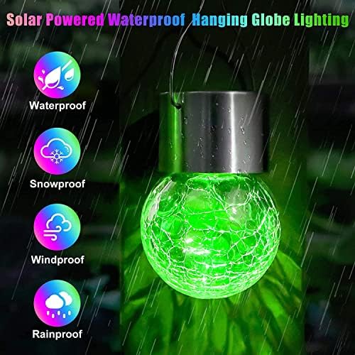 4Pcs Solar Outdoor Hanging Lanterns with Handle Retro Solar Lights Patio Decor Patio IP65 Waterproof Yard Art Garden Accessories Outdoor Decorations for Christmas Porch Lawn - Image 4