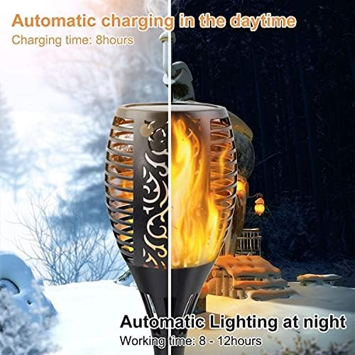 14 Pack Solar Lights Outdoor, 33LED Solar Torch Lights with Dancing Flickering Flames, Waterproof Landscape Decoration Flame Lights for Garden Pathway Yard-Auto On/Off Dusk to Dawn - Image 4