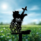 Custom Longhair Cat Memorial Stake, Cat Playing with Butterfly Grave Marker, Personalized Pet Loss Gift Metal Garden Plaque (Cat Playing with Butterfly) - Image 4