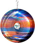 FONMY Mandala Wind Spinner w/Crystal Ball-Rosy Down 3D Stainless Steel Hanging Spinners Worth Gift Christmas Decoration Indoor/Outdoor Garden Décor Kinetic Yard Art 12 Inches Wind Sculpture by FONMY