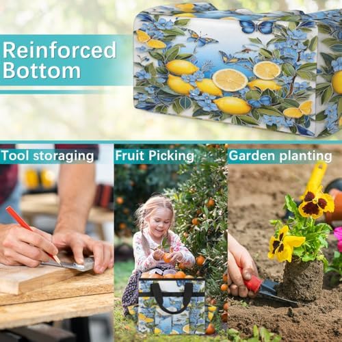 Lemon Garden Tool Bag Organizer Heavy Duty Fruit Lemon Pattern Gardening Tote Bag with 10 Pockets for Women Men Gardening Gifts - Image 7
