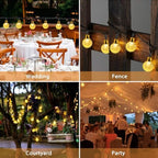 Outdoor Solar String Lights, 2x46FT 66LED 8Modes Crystal Solar Powered Christmas Fairy String Lights Waterproof for Outside Yard Fence Easter Holiday Party Garden Decor 2Pack(Warm White) - Image 6
