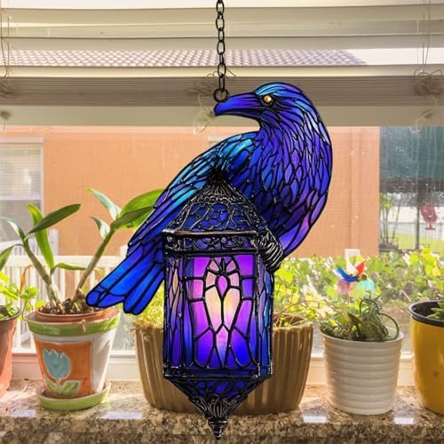 Gothic Halloween Raven Autumn Acrylic Suncatcher - Image 4