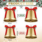 MorningRo 4 Pcs 8+6.5in Gold Giant Bells Extra Large Christmas Bells for Outside Decor for Xmas Tree Doors Firepalces Unique for Large Xmas Bell Ornaments Garland Indoor Outdoor - Image 2