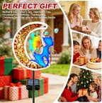 VOOKRY Solar Lights,Metal Waterproof Neon Moon Glowing Garden Stake Light - Image 6