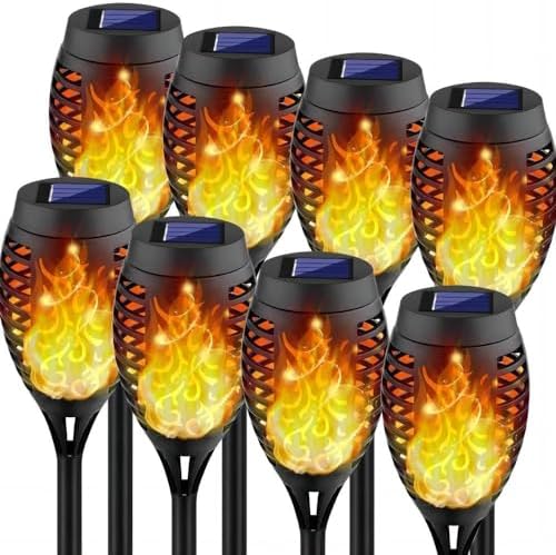 Solar Torch Lights Outdoor Flickering Flame,8Pack Outdoor Garden Landscape Light 12LED Ground Lawn Decoration Induction Torch Light by Unknown