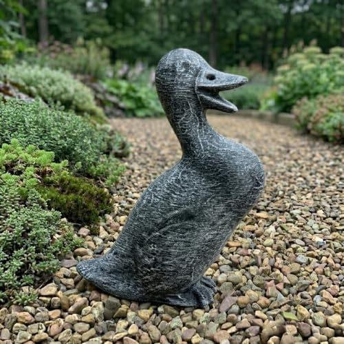 OLOMA Quacking Duck Concrete Garden Statue Outdoor Lawn Ornament Handmade Cement Goose Sculpture Yard Patio Flower Beds Pond Decor Farmhouse Garden Accent Weather Resistant Outdoor Decor - Image 5