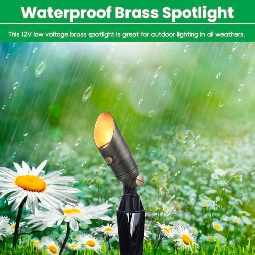 Color Changing Brass Landscape Light, 12V Low Voltage Mini Spotlight, 16-Color RGB+Warm White 3W MR11 LED Bulb with Remote Control, Weatherproof for Outdoor Garden Yard Lighting - Image 4