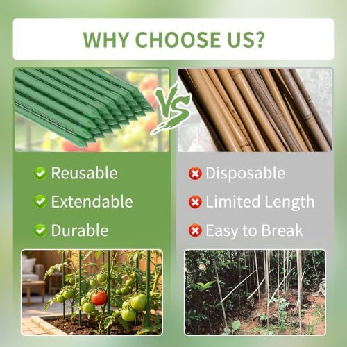 PROWORX Garden Plant Stakes, 16 Inch 70 Pack DIY 4ft 5ft 6ft Tomato Stakes - Image 7
