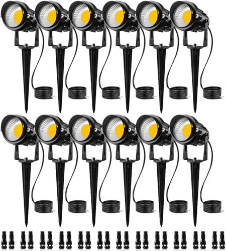 SUNVIE Low Voltage LED Landscape Lights with Spike Stand & Connector 12Pack by SUNVIE