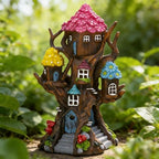 Solar Fairy House 11.8” Tall Fairy Garden House for Outside, Large Fairy Garden Treehouse Accessories Outdoor, Gnome House Garden Statue Fairy Tree House, for Home, Yard, Balcony Decor - Image 2