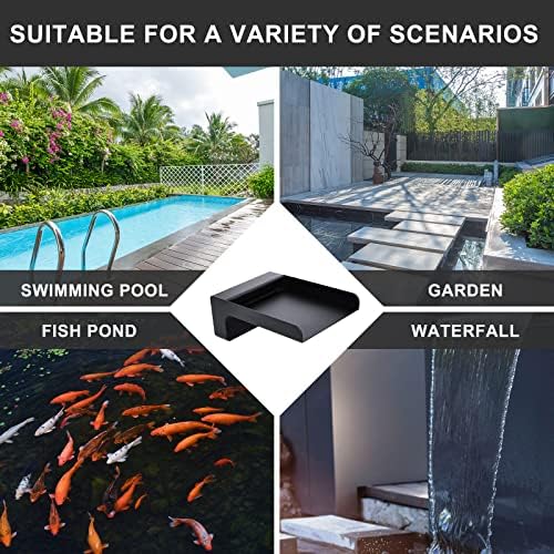 PONDO 304 Stainless Steel Made Exquisite Handcrafted Waterfall Spout for Landscape, Water Fountain Spout Scupper Luxury Decoration for Pools, Ponds, Water Walls (Black Powder Coating) - Image 7